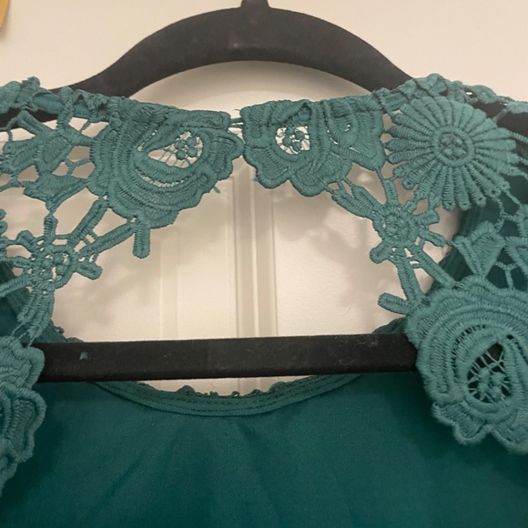 NWOT Lulu's Romance Language Dark Green Backless Lace Dress - Picture 9 of 11